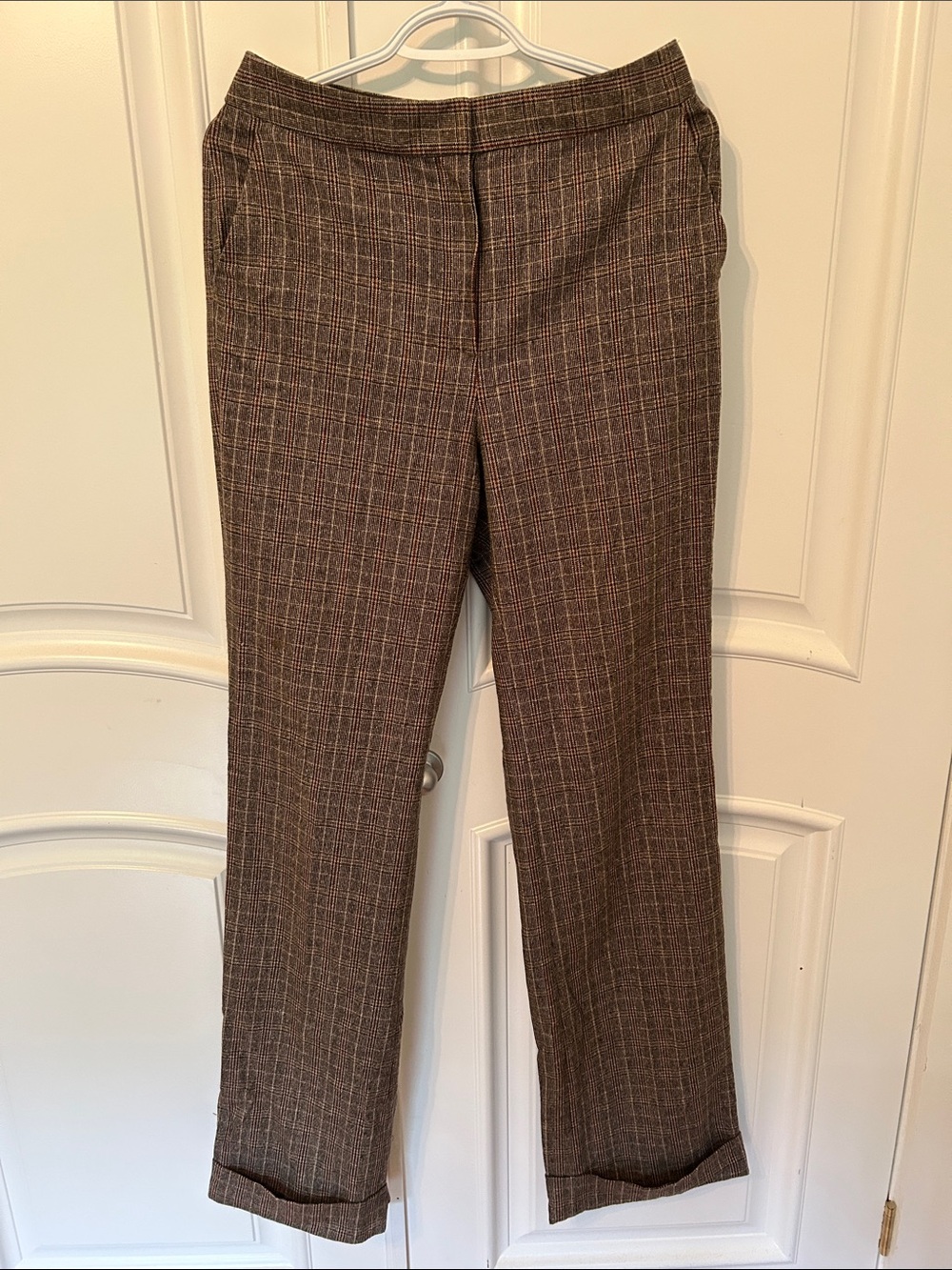 Massimo Dutti Brown Plaid Tailored Trousers